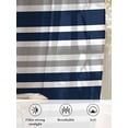 thumbnail image 6 of Sheer Curtains 45 Inch Length 2 Panels Set for Kitchen, Dark Blue Gray Semi Sheer Curtains for Windows, Horizontal Stripe Minimalist Geometric Voile Window Treatments Rod Pocket Curtain, 6 of 7