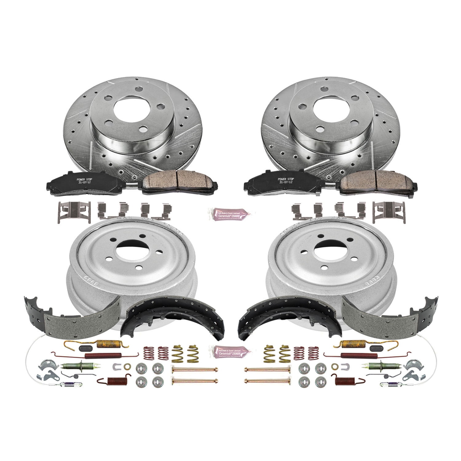 PowerStop Front and Rear Z23 Evolution Sport Brake Pad Rotor Drum and Shoe Kit Fits: FORD MAZDA Select Models K15004DK