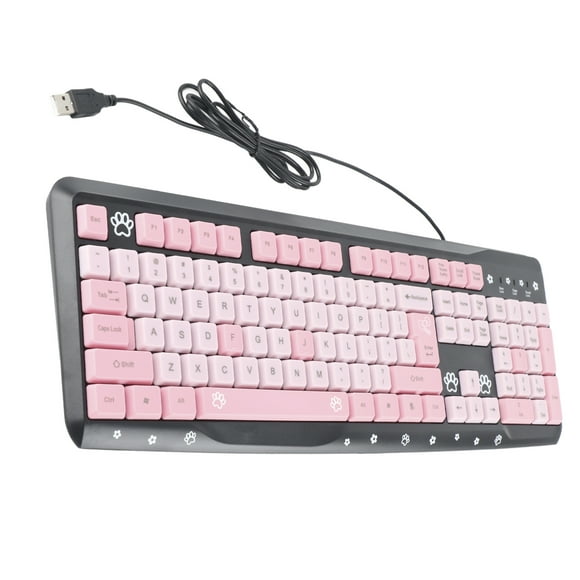 Keyboard, USB Wired UltraThin Keyboard, Cute Cartoon Cat Computer Wired Keyboard for Home Office Laptop Computer Universal Keyboard