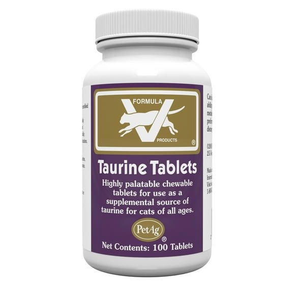 PetAg Taurine Tablets for Cats - Highly Palatable Taurine Supplement For Cats of All Ages - 250 mg - 100 Count
