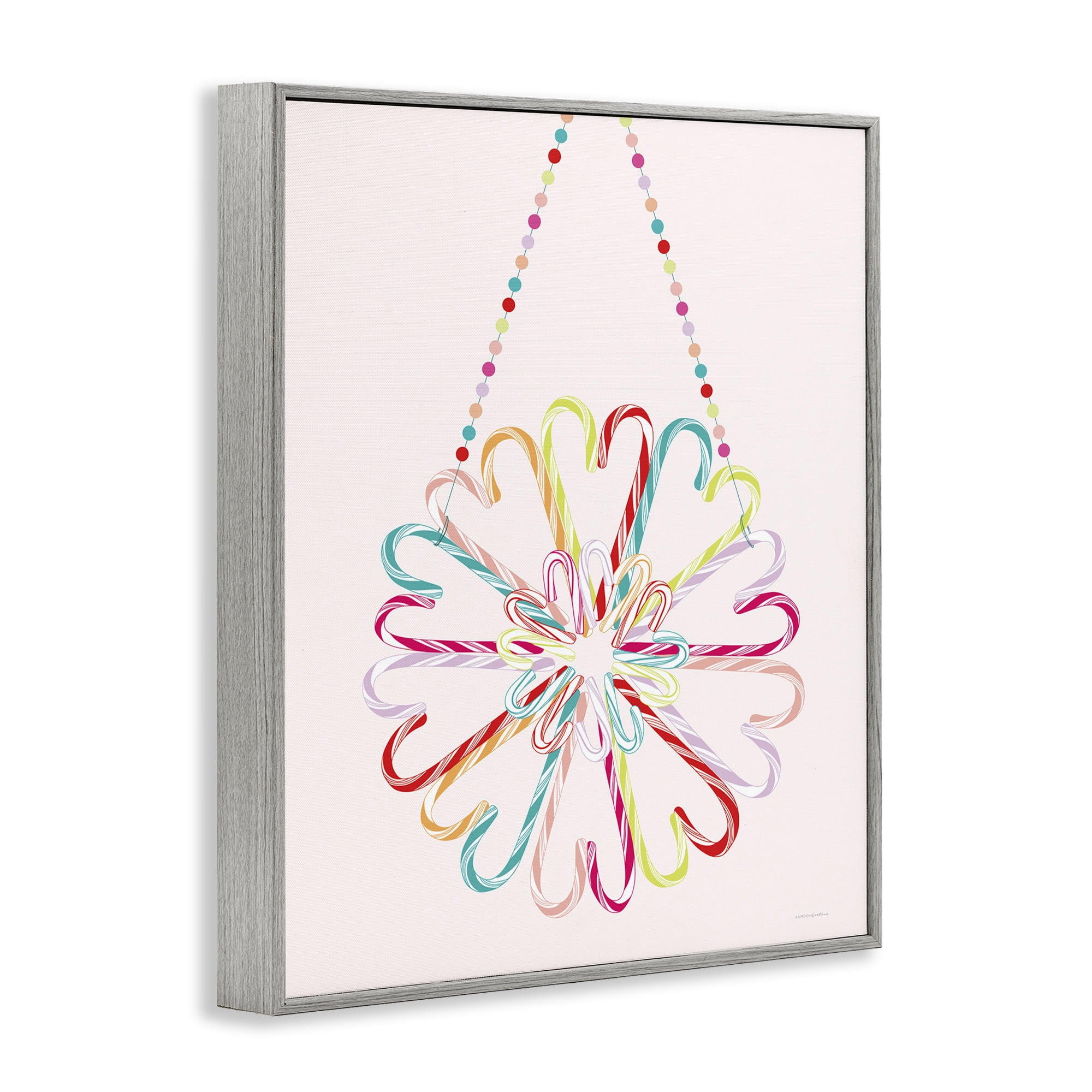 Stupell Industries Candy Cane Shapes Food & Beverage Painting Gray Framed Art Print Wall Art, 16 x 20