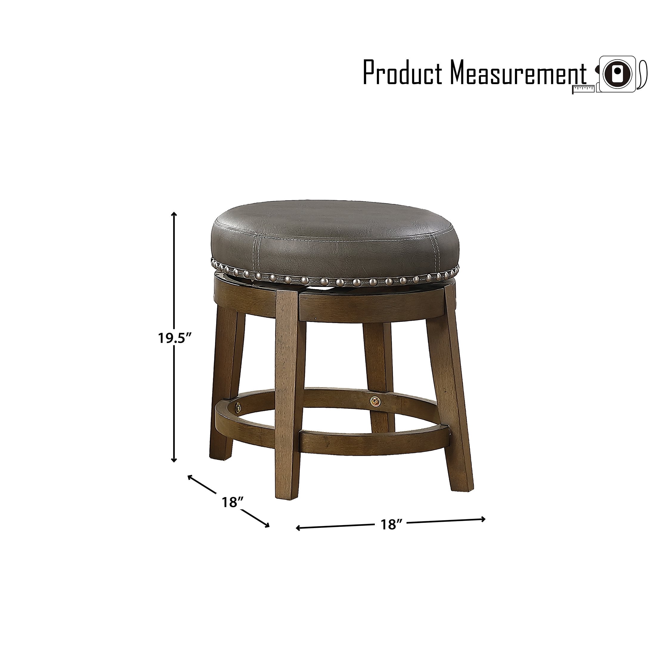 OakvillePark Muny Round Swivel Dining Height Stool (Set of 2), Gray