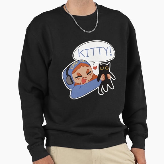 Caseoh Kitty Streamer Funny Cat Meme Internet Retro Aesthetic Graphic Art Unisex Sweatshirt G235, Up to Size 5XL