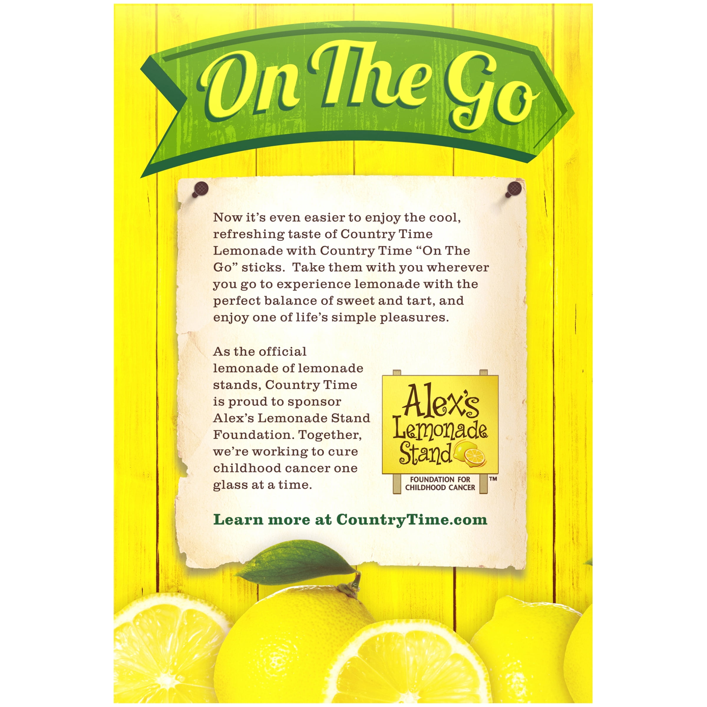 Country Time Lemonade Naturally Flavored Powdered Drink Mix, 60 ct Packs, 6 Boxes of 10 On-the-Go Packets