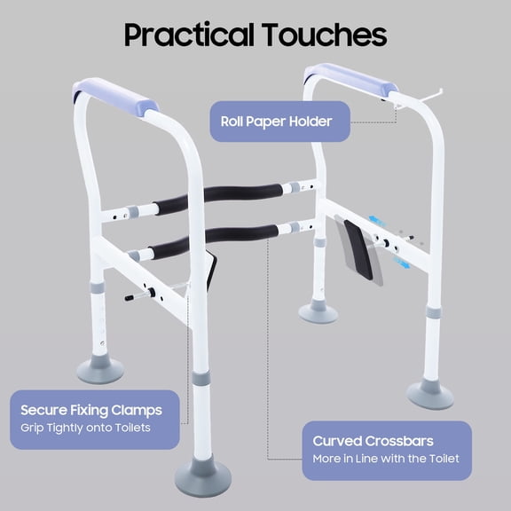 Toilet Frame Grab Bars Safety Rail Seat Handicap Assist For Senior Arm Rest