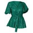 thumbnail image 2 of frariair Ladies Sparkle Detail Blouse Featuring Slimming Silhouette And Breathable Fabric For Night Out Elegance Green, 2 of 6
