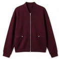 thumbnail image 5 of hoksml Women's Full Zip Jacket, Ribbed Collar Long Sleeve Zip Up Outerwear with Zipper Pockets, Oversized Loose Fit Solid Color Casual Coat, 5 of 6