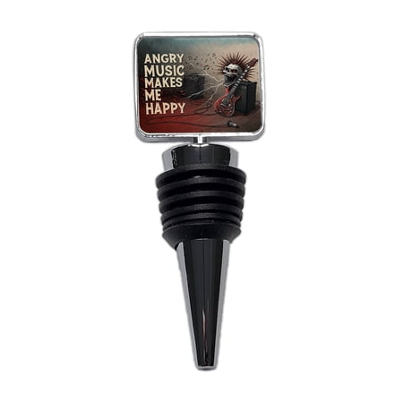 Angry Music Makes Me Happy Heavy Metal Rock and Roll Wine Bottle Stopper Cap Plug