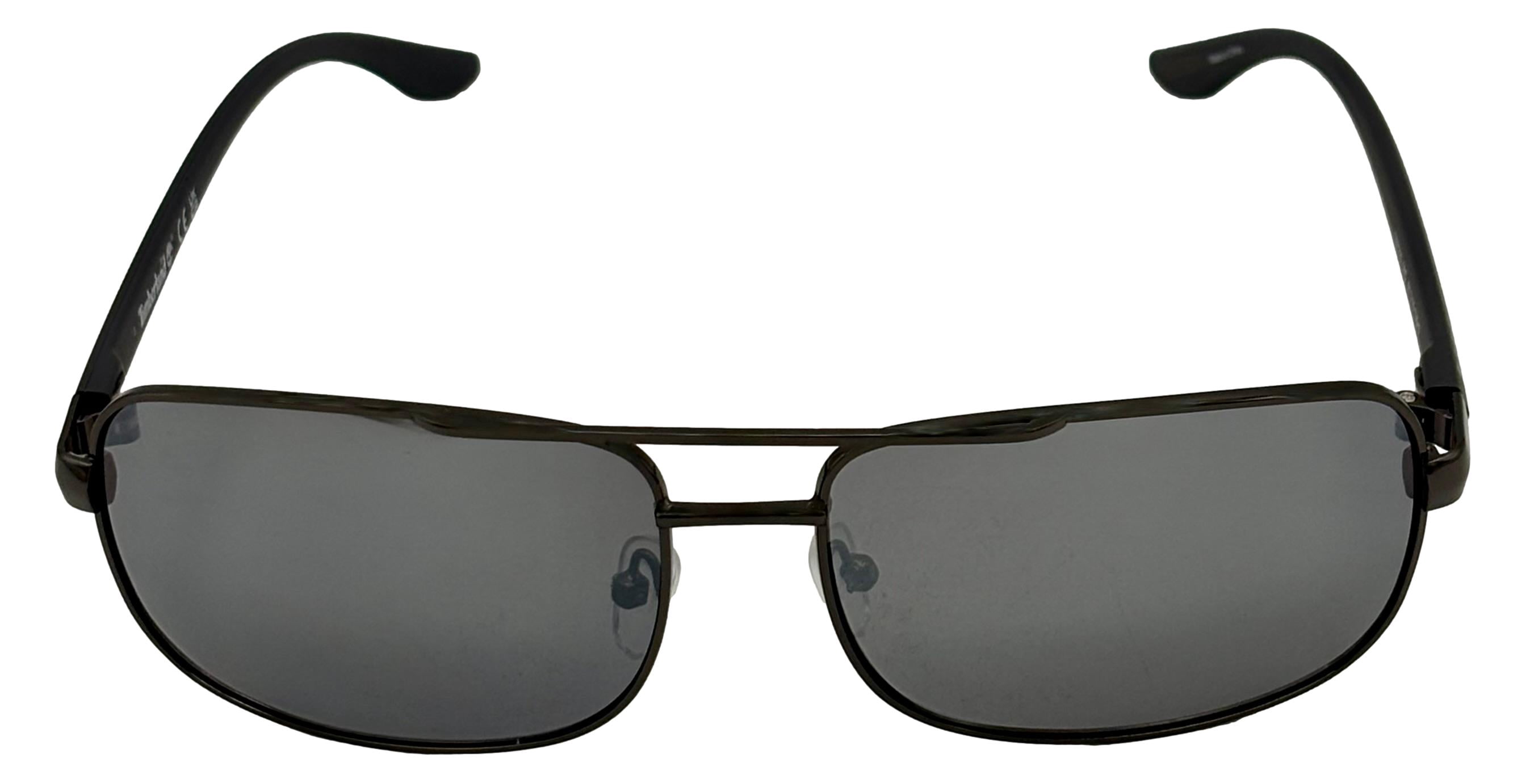 Timberland Men's Shiny Gun Rectangle Smoke Mirror Lens Sunglasses