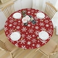 thumbnail image 3 of Red Christmas Round Fitted Tablecloth with Elastic for 44-48 Inch Tables White Winter Snowflake Print Xmas Holiday Fitted Table Cover Waterproof Farmhouse Indoor Outdoor Patio Picnic Party, 3 of 4