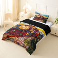 thumbnail image 2 of Castle Fairy Stained Glass Train Twin Comforter Sets 3-Piece for Teens, Landscape Art Bedding Set for Bedroom, Red Green Blue,Black Reversible, 2 of 6