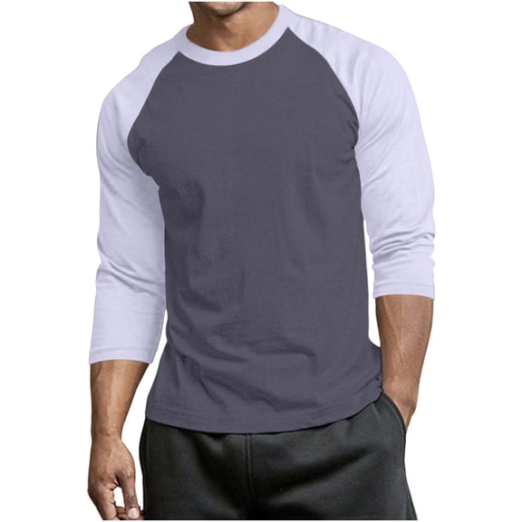 Fewfanhot Men's 3/4 Sleeve Raglan Baseball T-Shirt, Casual Crew Neck Tee, Breathable Cotton-Blend Top, Gifts for Him, S-4XL
