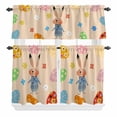 thumbnail image 2 of Kitchen Window Curtains Valance and Tier Set, Spring Easter Egg Rabbit Little Flowers Rod Pocket Tier Curtain Valance Set, Watercolor Floral Light Filtering Cafe Curtains for Bedroom Living Room, 2 of 9