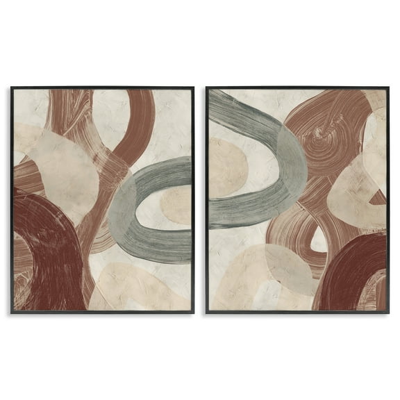 Stupell Industries Curvy Abstract Swirls Abstract Painting Black Framed Art Print Wall Art, 11 x 14, Set of 2