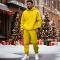 thumbnail image 3 of Nokdvo Hoodie Set for Men Long Sleeve Track Suits with Pockets Solid Color Hoodie and Sweatpants Set Athletic Training Lounge Fashion Sport Outfits,Yellow 2XL, 3 of 4
