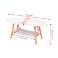 thumbnail image 5 of Wood Oval Coffee Table for Small Space , Small Modern Coffee Table with Open Storage, 2-Tier Wooden Center Table With Rectagular Layer,Sofa Table for Living Room,Bedroom,White Faux Marble, 5 of 8