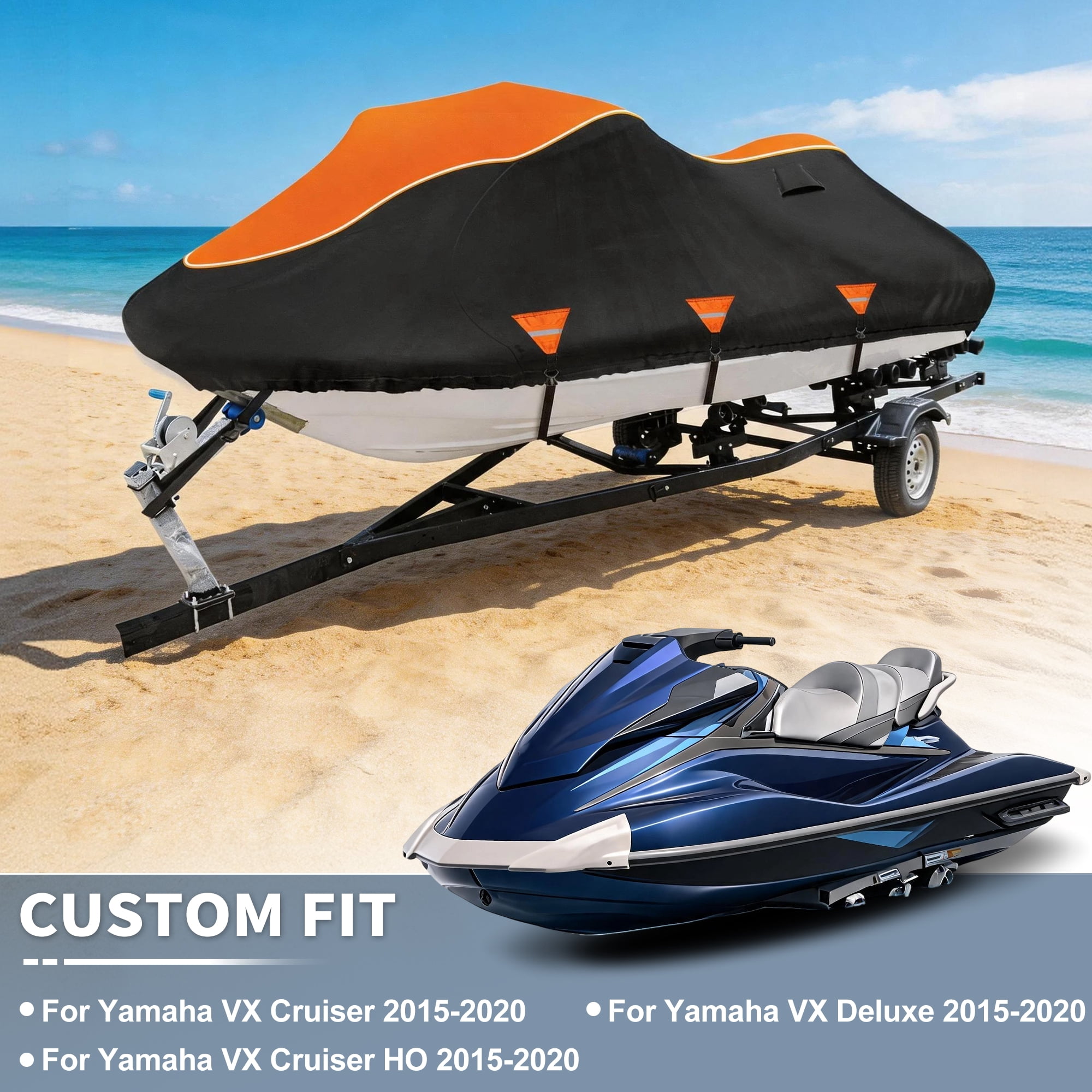 Unique Bargains Heavy Duty 420D Oxford Anti-UV Cover for Jet Ski with Storage Bag Style D