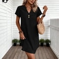 thumbnail image 6 of TaTaai Women Short Sleeve Solid Color Dress Casual Relaxed Fit Breathable Soft Machine Washable No Fading Versatile Daily Office Street Casual Outdoor Wear Fashion Dress Gift, 6 of 7