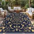 thumbnail image 2 of Abstract Floral Art Outdoor Rug 3x5 Ft - Reversible Patio Rug Outdoor Camping Rugs, Vintage Golden Retro Washable Indoor Outdoor Area Rugs, Non-Slip Outdoor Carpet Runner for Deck/Porch, 2 of 8