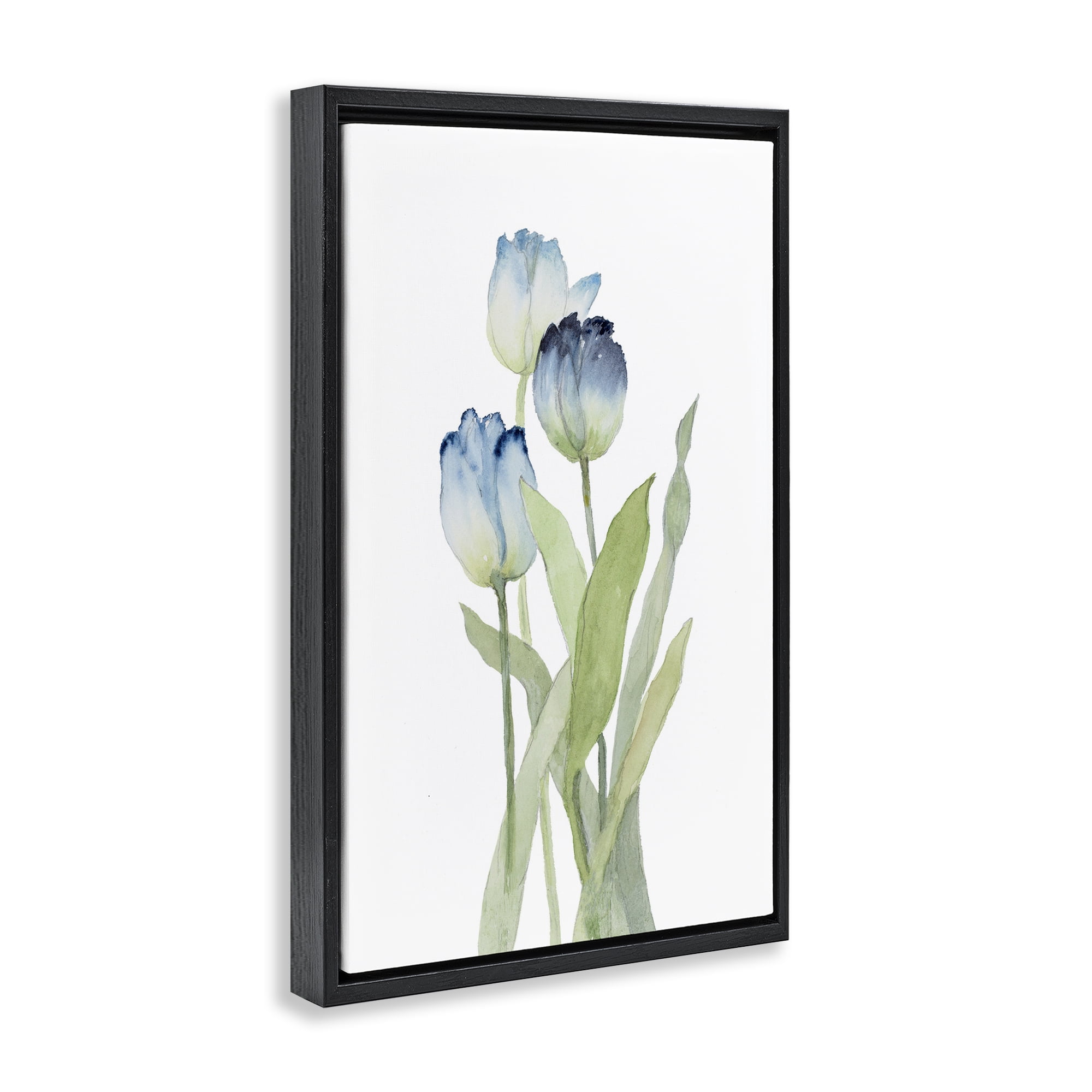 Stupell Industries Blue Garden Tulips Botanical & Floral Painting Black Floater Framed Art Print Wall Art, 17 x 25