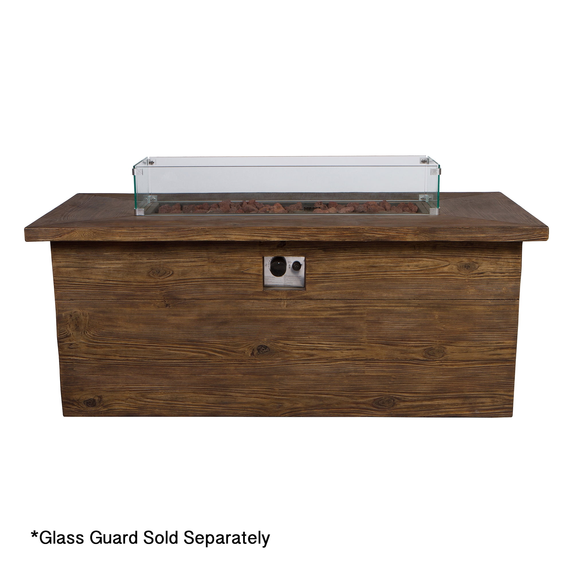 Shine Company 36.5" x 10.5" Rectangular Tempered Glass Fire Pit Table Wind Guard Easy to Clean