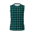 thumbnail image 6 of Picia Teal On Black Plaid mens Cotton Tank Undershirts , Moisture-wicking Ribbed Tanks, Lightweight Cotton Tank Undershirts-Large, 6 of 8