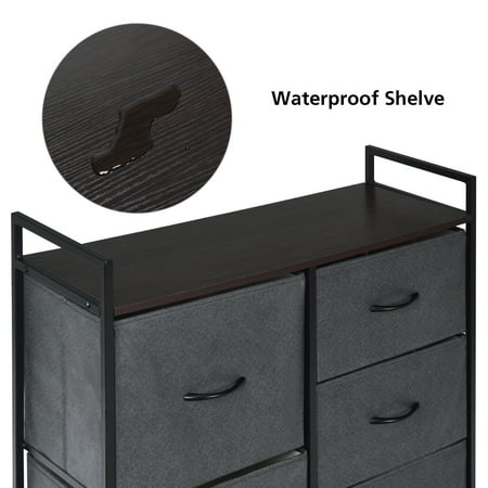 Costway 5 Drawers Dresser Storage Unit Side Table Display