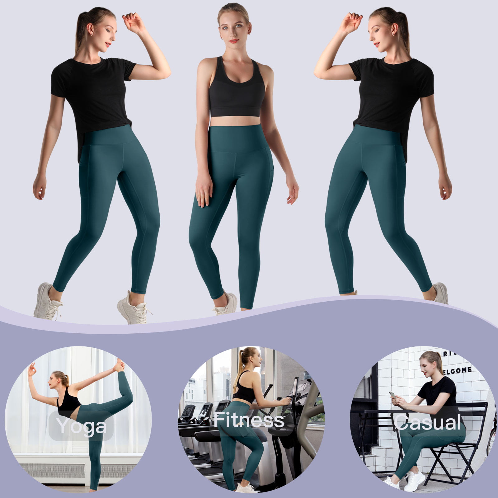  AMERICLOUD Yoga Leggings for Women Buttery Soft High Waisted  Tummy Control Yoga Pants with Pockets Workout Gym Leggings Black :  Clothing, Shoes & Jewelry