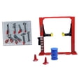 thumbnail image 2 of Milaget 1/64 Diorama Car Garage Car Lift Scene Model Repair Frame Oil Drum Auto Shop Red Car Lift, 2 of 8