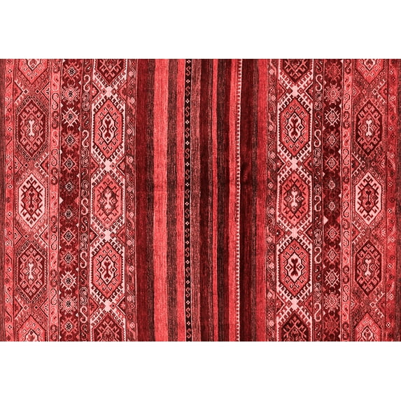 Ahgly Company Indoor Rectangle Abstract Red Modern Area Rugs, 5' x 7'