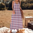 thumbnail image 3 of White Red Blue Tartan Plaid Sleeveless Dress Dresses Women Summer Women's Summer Clothing, 3 of 9