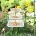 thumbnail image 5 of 10-Inch Hanging Glass Bird Bath, Hummingbird Feeder with Rust-Proof Chains, Garden Yard Decoration, Easy-Clean Shallow Bowl for Outdoor Bird Attraction, 5 of 6