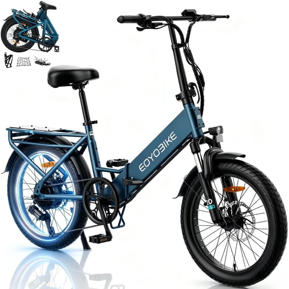 Lilypelle Folding Electric Bicycle for Adults, Peak 1000W Rear Motor,48V 500Wh Built-in detachable battery,20"×3.0 Fat Tire 7 Speed Step-Thru Electric Cargo Bicycle,28MPH, Fits for 4'9" to 6'5"