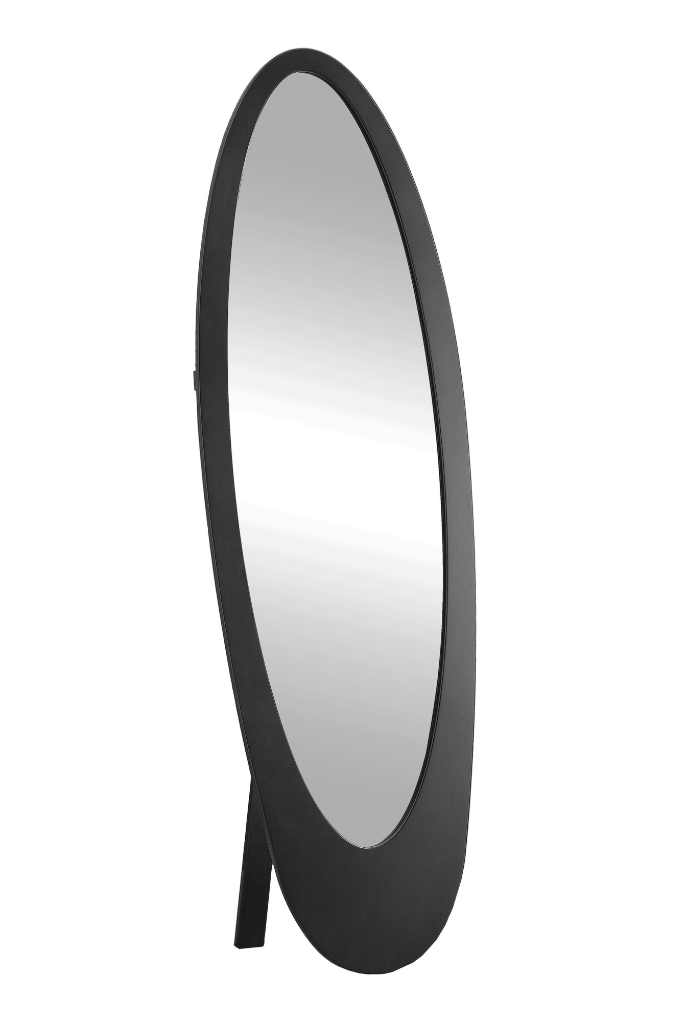 59" Black and Clear Contemporary Wooden Framed Oval Floor Mirror