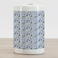 thumbnail image 2 of Thistle Ceramic Toothbrush Holder, Spring Themed Various Species of Floral Motifs on Checkered Pattern Background, Decorative Versatile Countertop for Bathroom, 4.5" X 2.7", Multicolor, 2 of 4