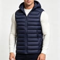 thumbnail image 4 of Nmnitkp Men's Lightweight Hooded Puffer Vest Full Zip Sleeveless Padded Outerwear With Zipper Pockets Warm Vest for Fall Winter Daily Wear Travel Hiking Casual Outdoor Activities Dark Blue,L, 4 of 8