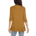 thumbnail image 4 of Scyoekwg Womens Cardigan 3/4 Sleeve Trendy Lightweight Solid Color Open Front Ruffle Cardigan Tops Casual Loose Cardigan(Brown,XXL), 4 of 6