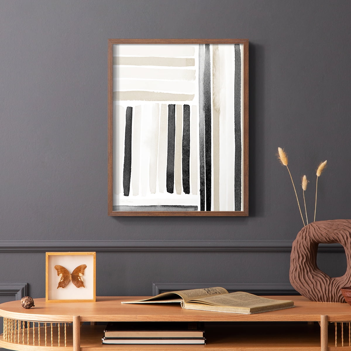 Neutral Lines I in Brown Solid Wood 11 x 14 Framed Print