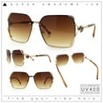 thumbnail image 2 of Womens Rimless Metal Rim Rectangle Butterfly Luxe Fashion Sunglasses Gold - Brown, 2 of 8