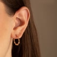 thumbnail image 2 of 14K Yellow Gold Polished Ribbed Hoop Earrings, 2 of 3