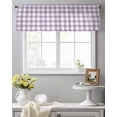thumbnail image 3 of Purple Checkered Valance Curtains for Kitchen/Living Room/Bathroom/Bedroom Window, Farmhouse White Buffalo Plaid Rod Pocket Small Topper Half Short Window Curtains Voile Sheer Scarf 42"x12", 3 of 8