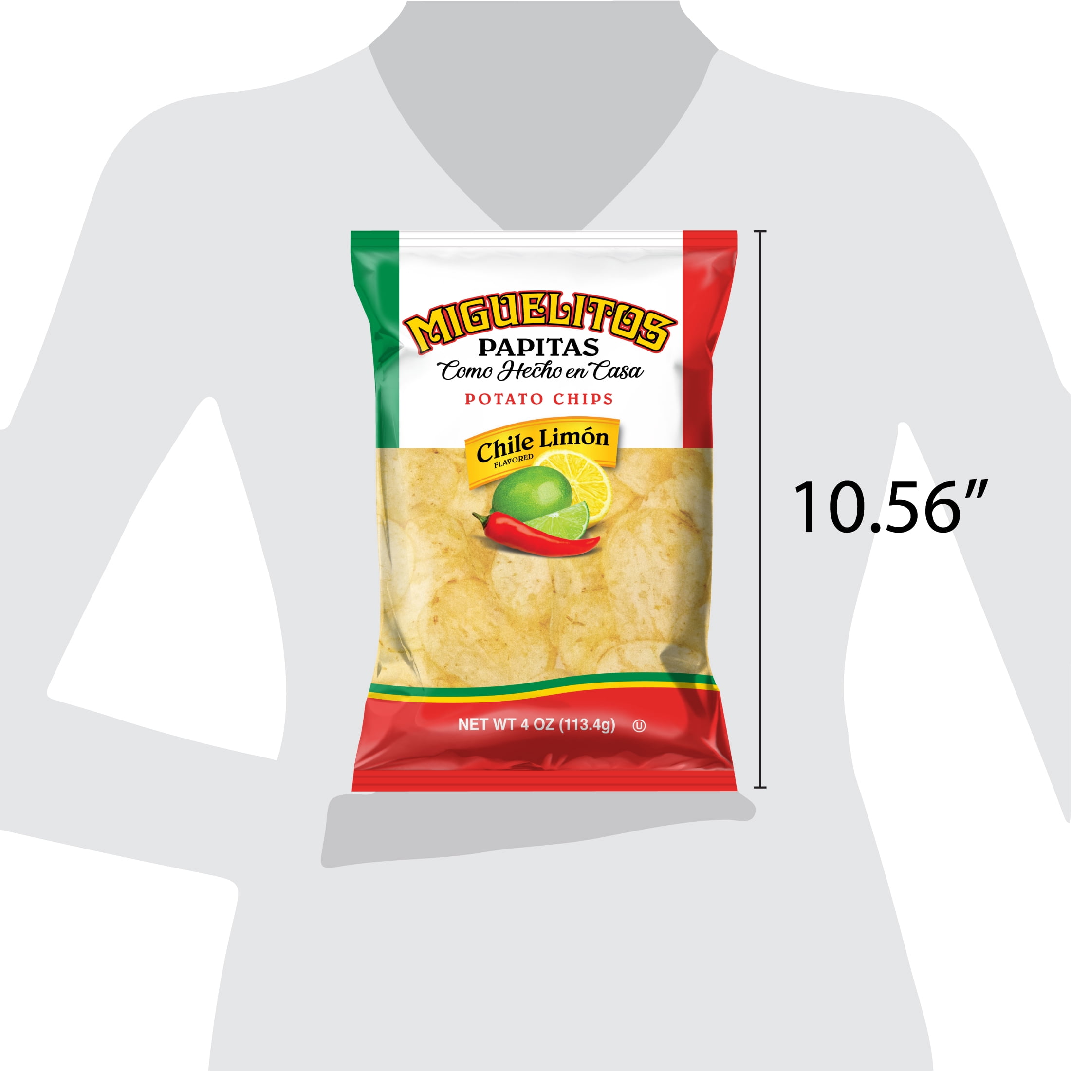 (4 pack) Miguelitos Chile Limon Potato Chips, Gluten-Free, 4 oz Bag