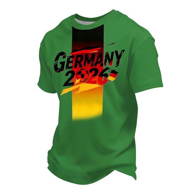 Women's Germany Football Graphic T-Shirt, Men's Soccer Graphic Print T-Shirt Casual Sportswear Top Athletic for Soccer Tournament 2026 Green Size: 3XL