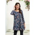 thumbnail image 5 of ENMAIN 3/4 Sleeve Shirts for Women Dressy Tunic Tops Casual Wear with Paisley Blouses Navy Blue 2XL, 5 of 8