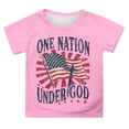 thumbnail image 2 of FAOWME Children Kids Girls T Shirt Short Sleeve Round Neck American Flag Print Comfortable Breathable Top For Holiday Festival Celebration,Pink,4-5 Years, 2 of 4