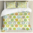 thumbnail image 1 of Abstract Duvet Cover Set King Size, Tender Colorful Floral Ornamental Round Shapes on Polka Dots, Decorative 3 Piece Bedding Set with 2 Pillow Shams, Seafoam White and Multicolor, by Ambesonne, 1 of 3