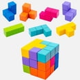 thumbnail image 2 of Rompecabezas de madera, rompecabezas 3D Tetris Tangram con 7 cubos de colores, juego de rompecabezas para niños y adultos, 2 of 7