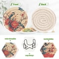 thumbnail image 4 of Qxltty Blue Magpie Drink Coasters with Holder 6pcs Handmade Woven Simple Vintage Saucer Set, 4 of 7