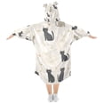 thumbnail image 2 of FORMRS Wearable Blanket Hoodie with Sleeves for Kids Cozy Flannel Sweatshirt, Black Cute Cats, 2 of 7