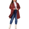 thumbnail image 3 of Agnes Orinda Women's Plus Size Coat Notched Lapel Single Breasted Long Winter Outerwear Coats with Pockets 4X Dark Red, 3 of 7